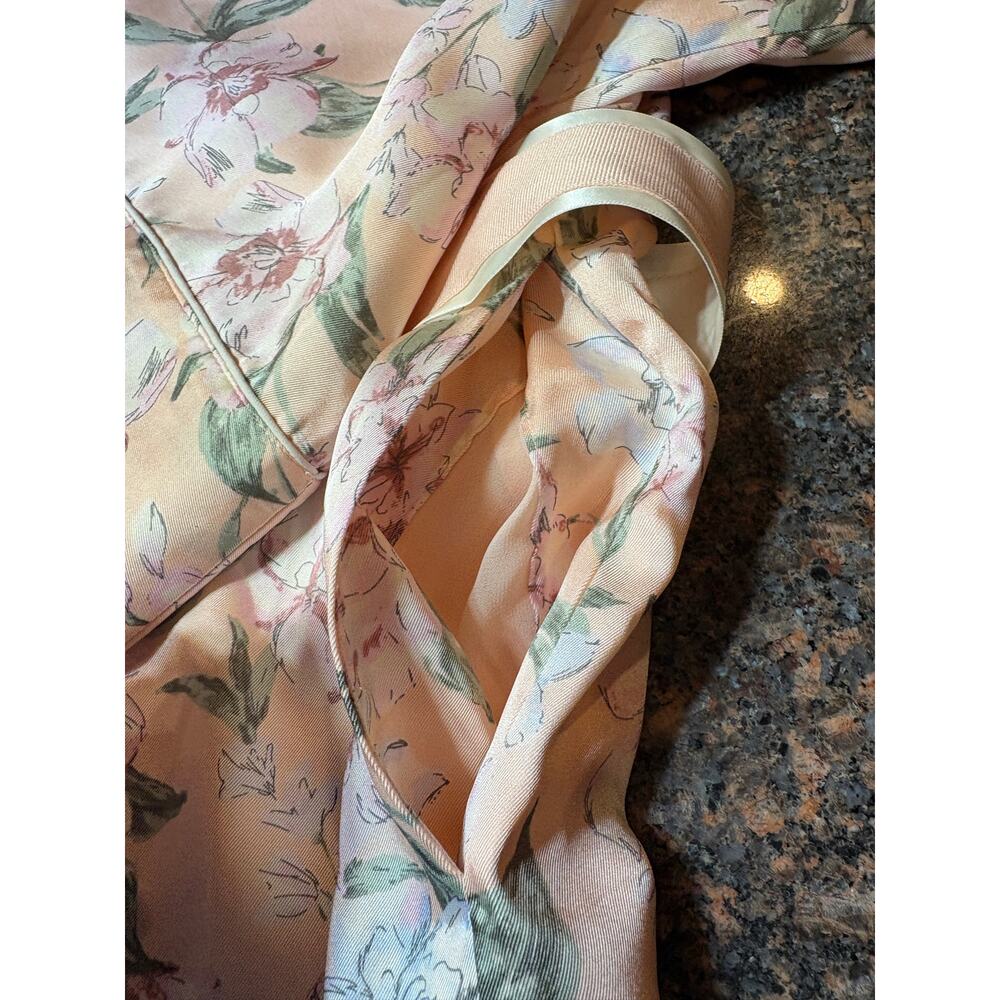 Lauren Ralph Lauren Pink Floral Satin Bell Sleeve Robe Size XL - Picture 12 of 12
